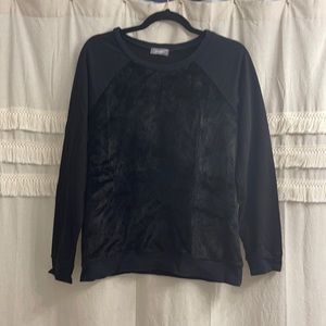 Neiman Marcus faux fur front pullover sweatshirt